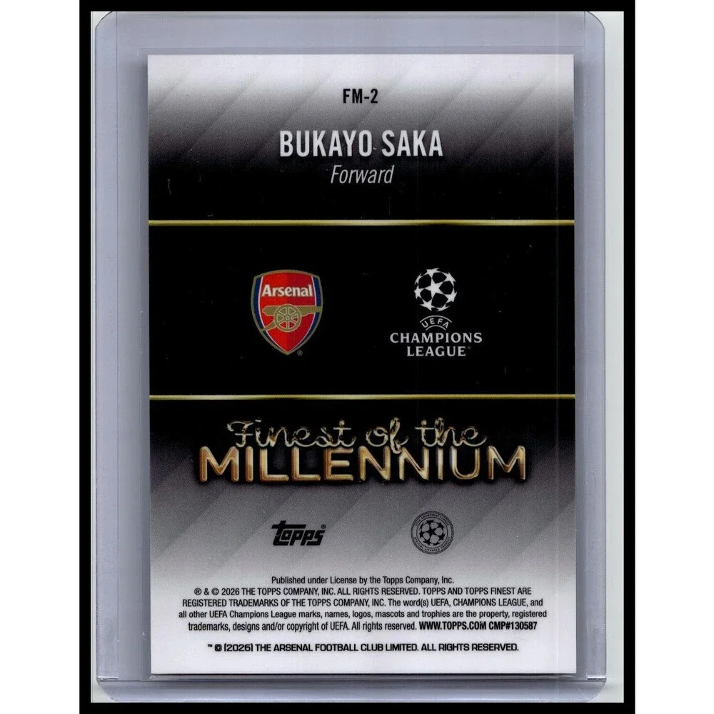 2025-26 Finest UEFA Bukayo Saka #FM-2 Finest of the Millennium Green #/99